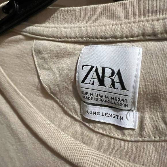 Zara Cream Short Sleeve Tee Classic Crew Neck - Picture 3 of 4